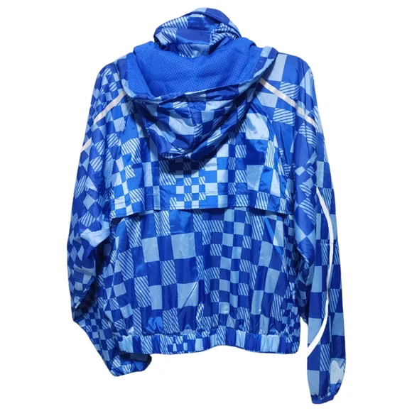 Sweaty Betty Blue Checkered Graphic Pack Away Jacket Women's Size Medium NWT - Picture 8 of 15